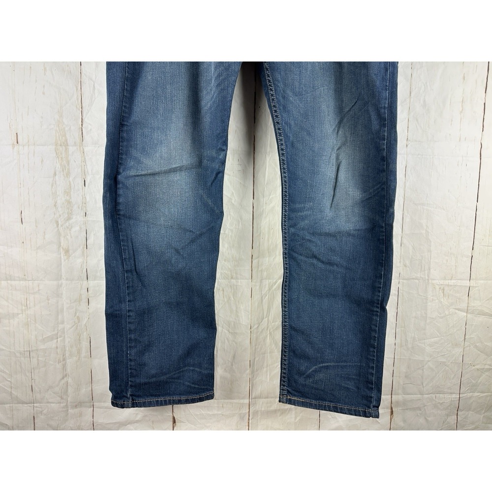 Levis 502 Jeans Mens 38x30 Blue Slim Fit Medium Wash Denim Blue Cotton Blend - Picture 6 of 9